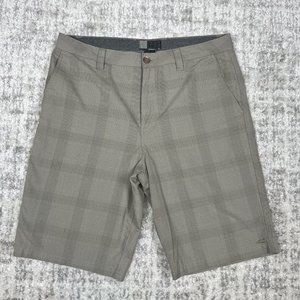 O'Neill Shorts 33 Chino Tan Beige Pockets Plaid Light Weight Casual Chequered